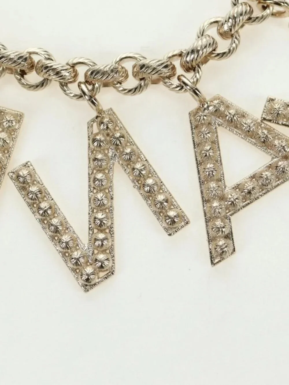 CHANEL Logo Bracelet metal Champagne Gold CC Auth 178800SM
